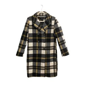 Rachel Zoe Women’s Plaid Coat Size Small NWT Black White Brown Plaid.